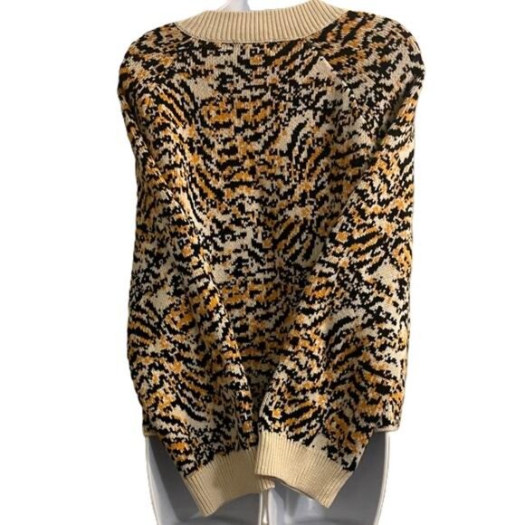 Rachel Comey Women's Cream and Orange Tiger Print Wool Blend Knit Sweater Size M - Picture 7 of 8